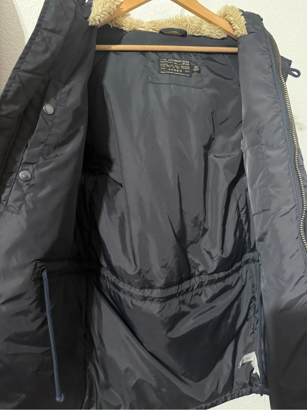 J. Crew jacket Hooded Parka in midnight Navy blue